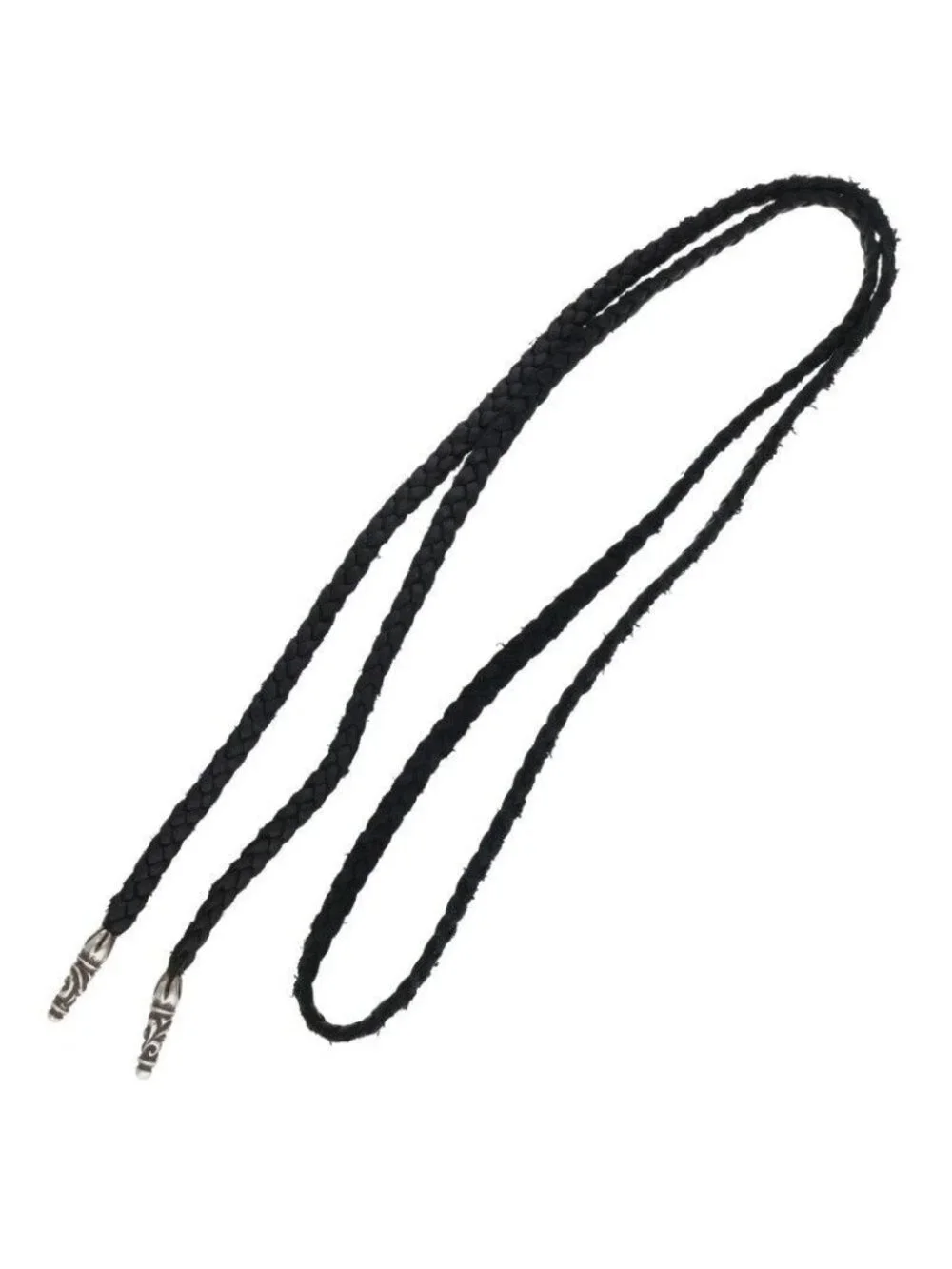 Chrome Hearts Leather Braid Scroll Blade Silver Necklace